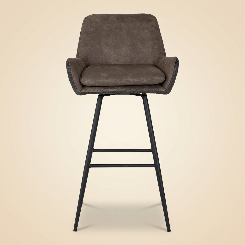 Richmond Interiors Barstoel Linsey - Leer Draaibaar - Set van 2