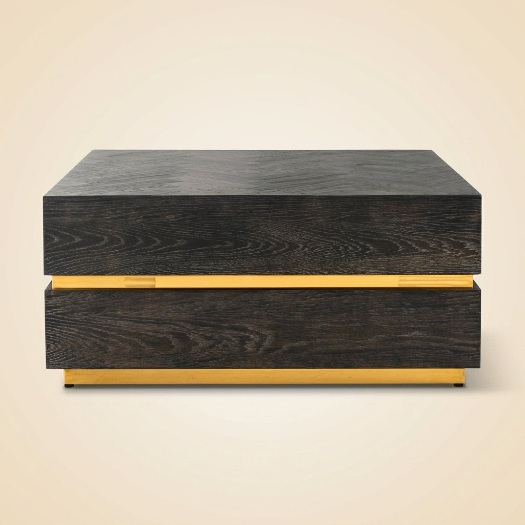 Coffee table Blackbone Gold black rustic 90x90