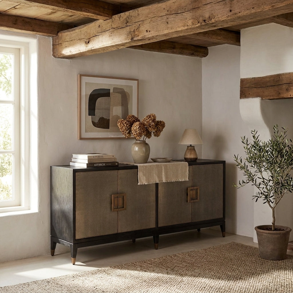 Richmond Interiors Dressoir Bloomville Segrijn Messing — Art Deco woonkamer