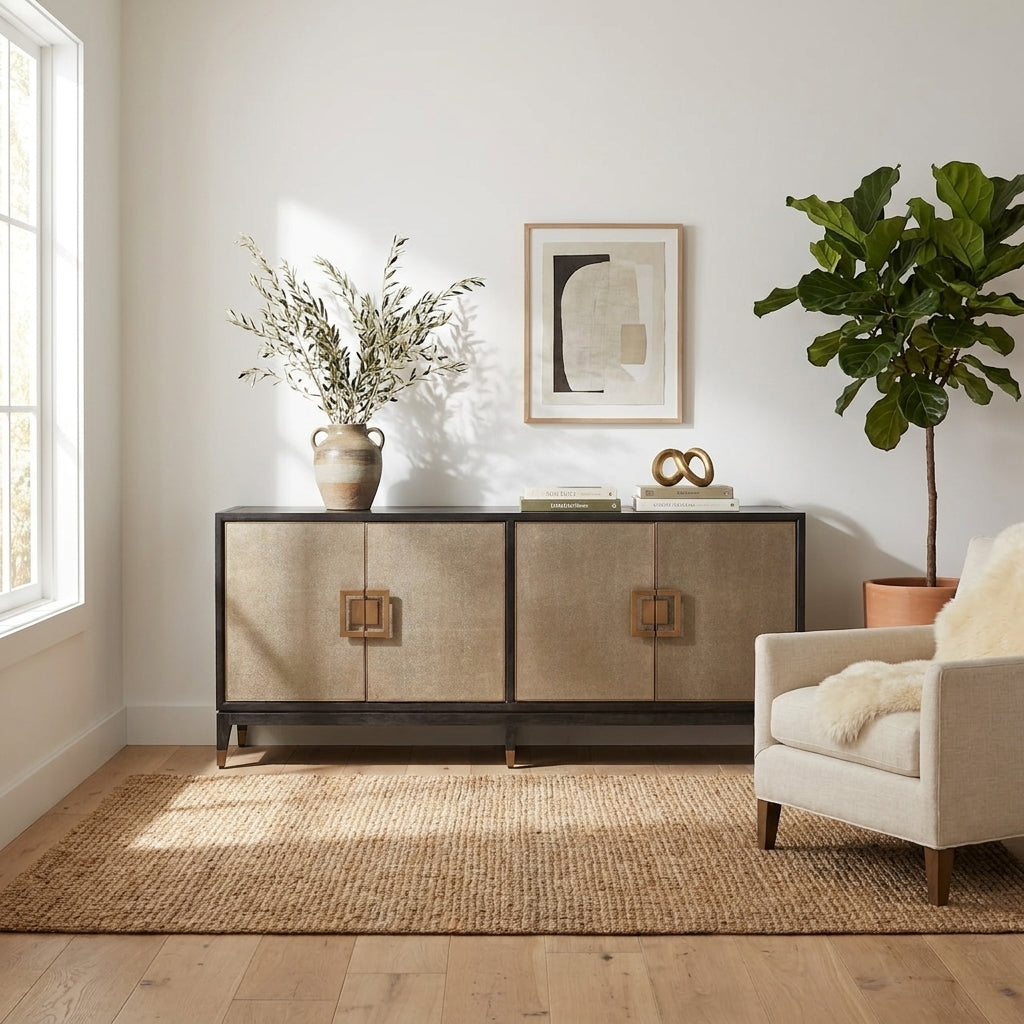 Richmond Interiors Dressoir Bloomville Segrijn Messing — Art Deco woonkamer