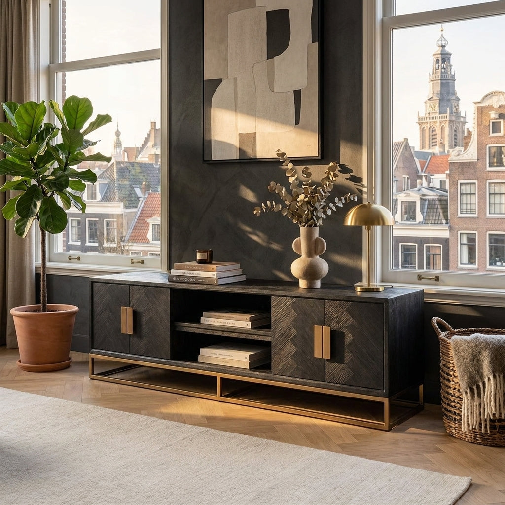 Tv-meubel Blackbone Brass Black Rustic 200