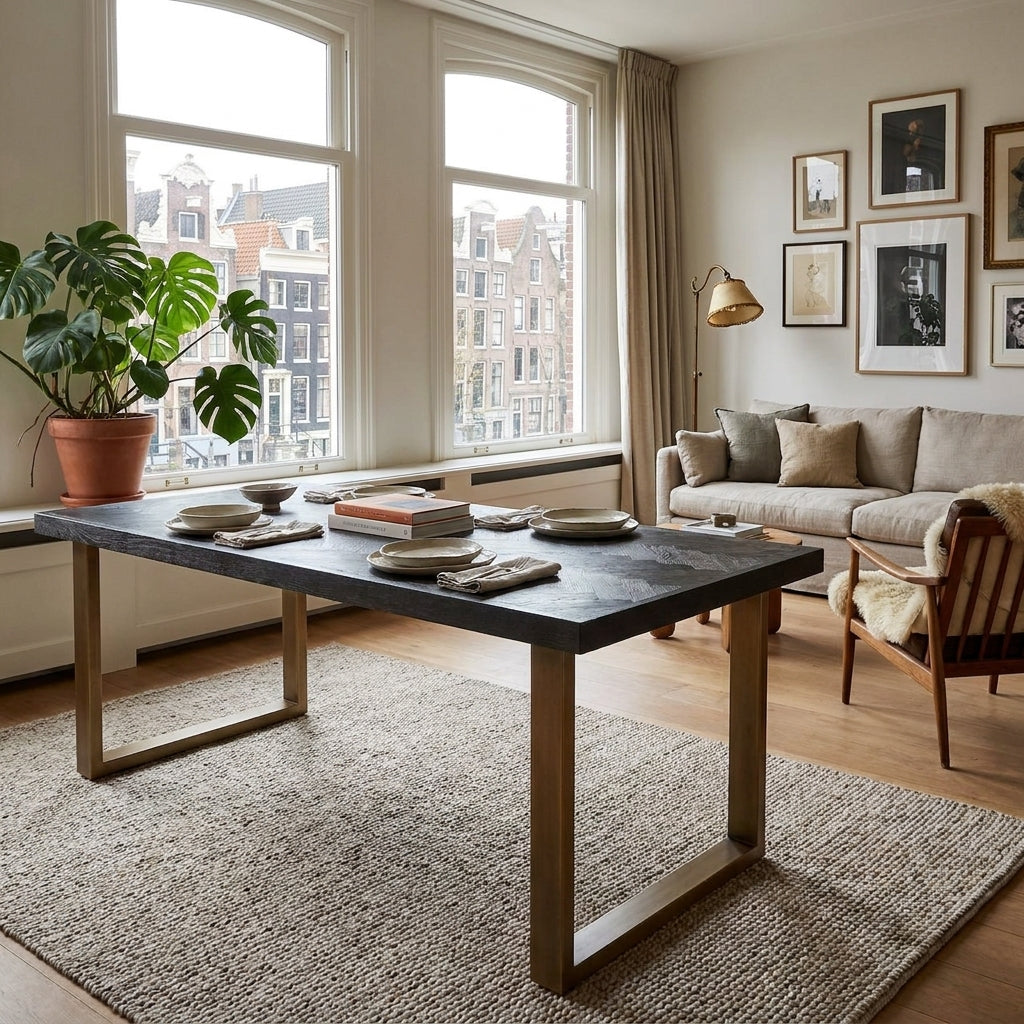 Eettafel Blackbone Brass black rustic 220