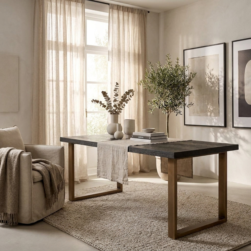 Eettafel Blackbone Brass black rustic 220