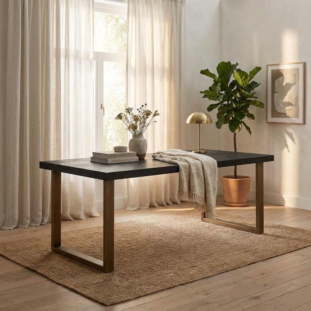 Eettafel Blackbone Brass black rustic 220