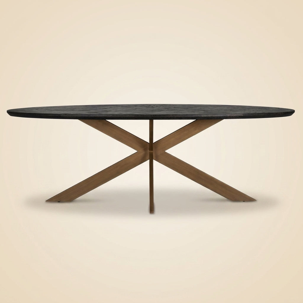 Eettafel Blackbone Brass Black Rustic Oval 230