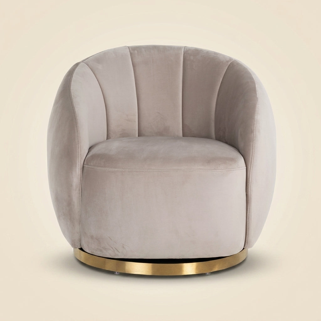 Lounge chair Jago khaki velvet swivel