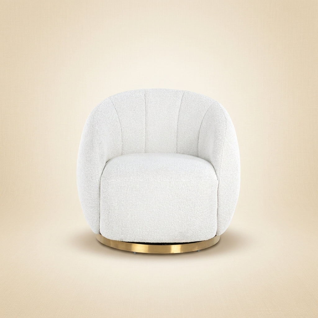 Lounge Stoel Jago White Bouclé Swivel