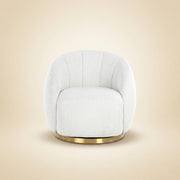Lounge Stoel Jago White Bouclé Swivel