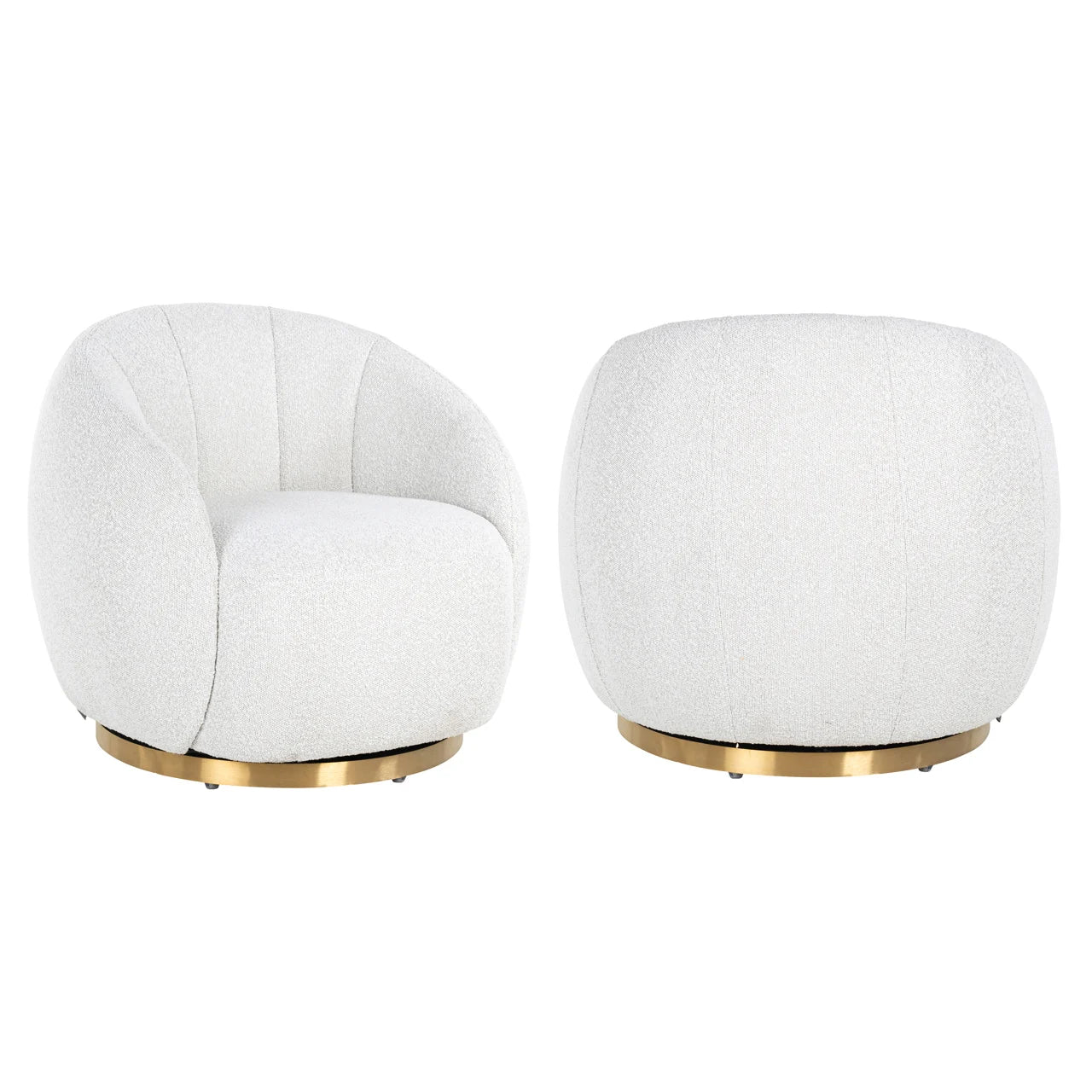 Lounge Stoel Jago White Bouclé Swivel