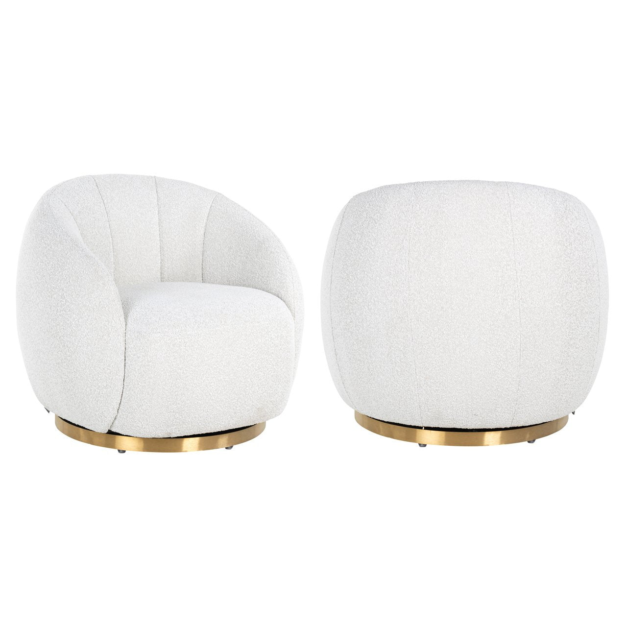 Lounge Stoel Jago White Bouclé Swivel