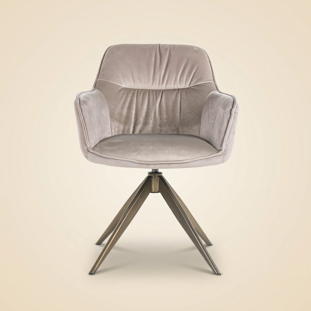 Eetkamerstoel Aline Khaki Velvet Swivel Fire Retardant