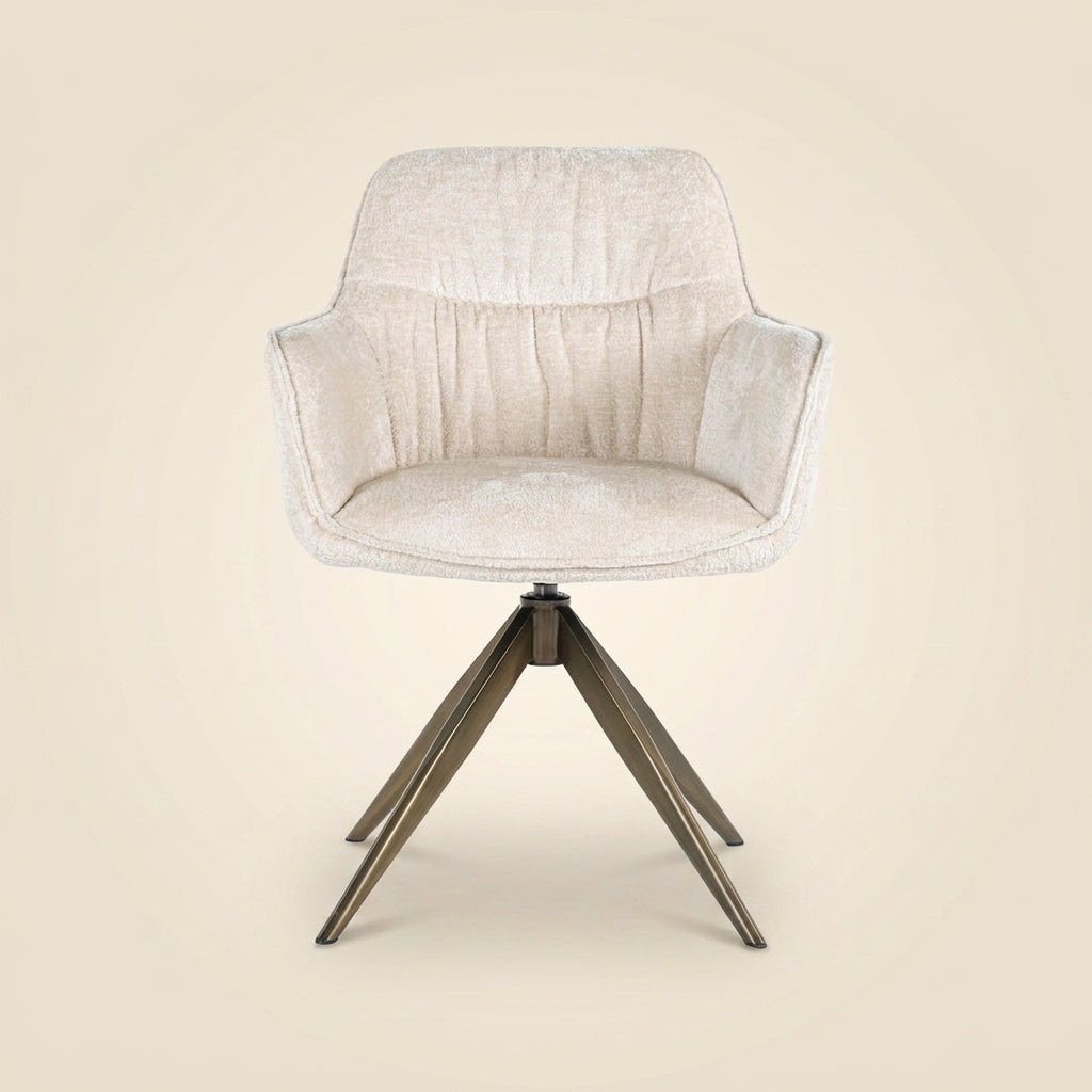 Eetkamerstoel Aline White Chenille Swivel Fire Retardant