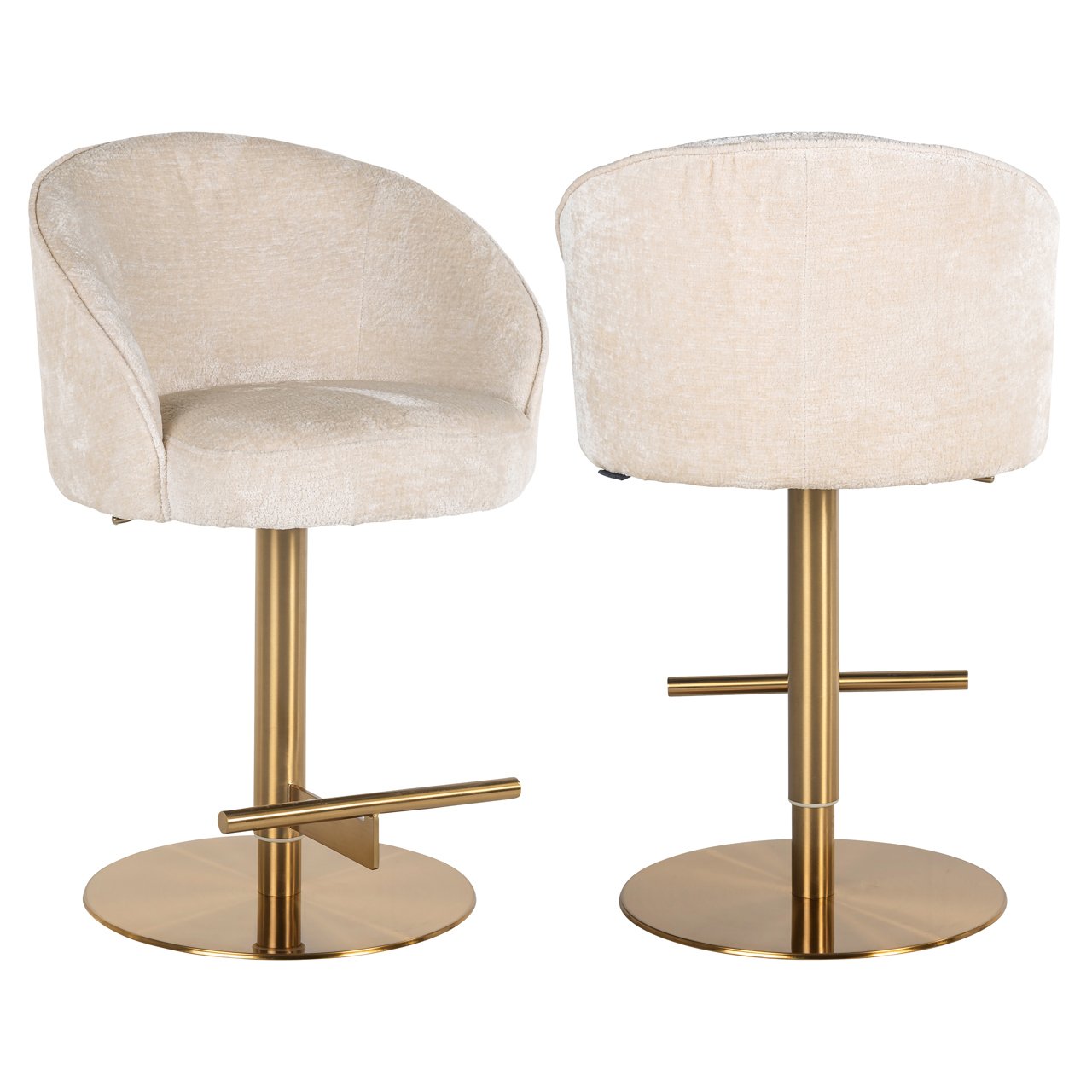 Bar stool Zabi white chenille swivel