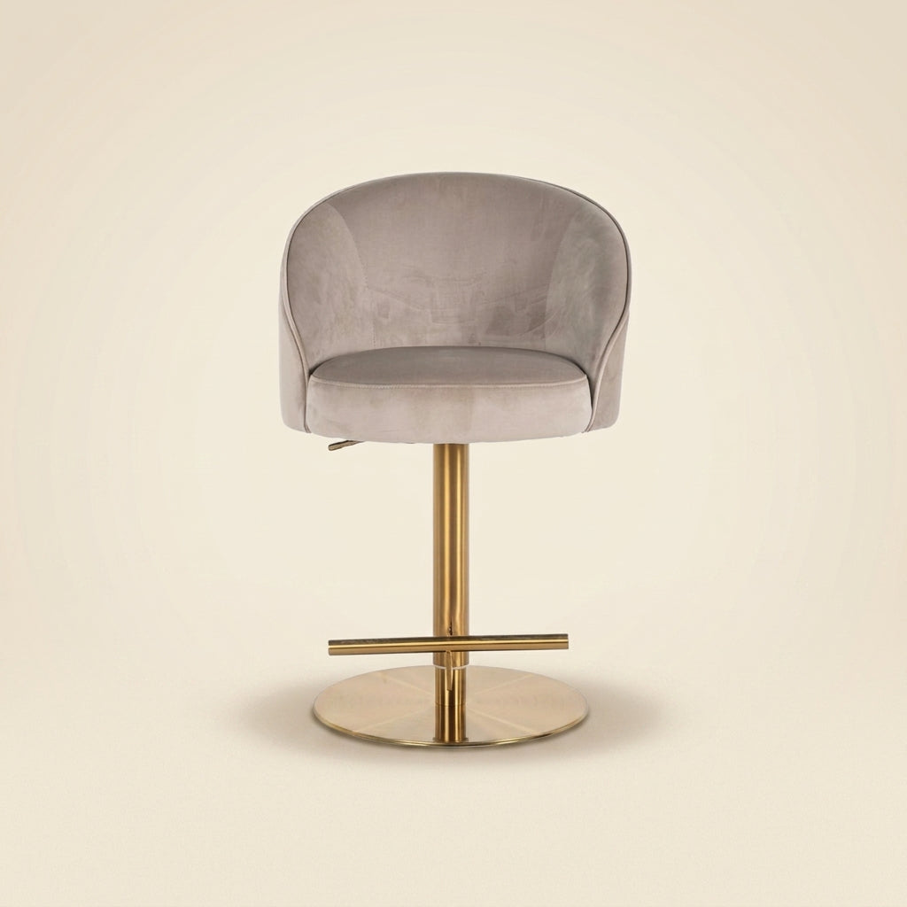 Bar stool Zabi khaki velvet swivel