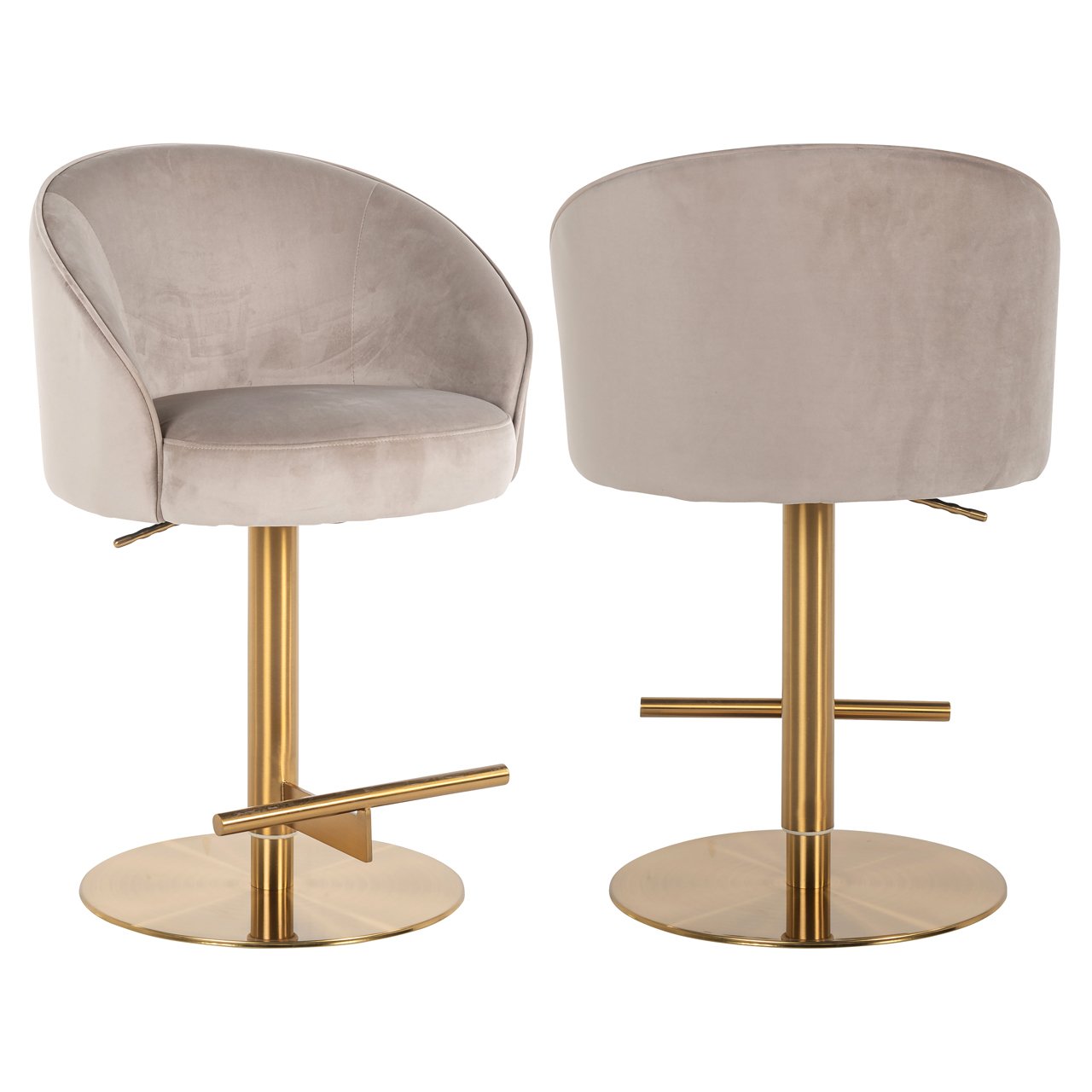 Bar stool Zabi khaki velvet swivel
