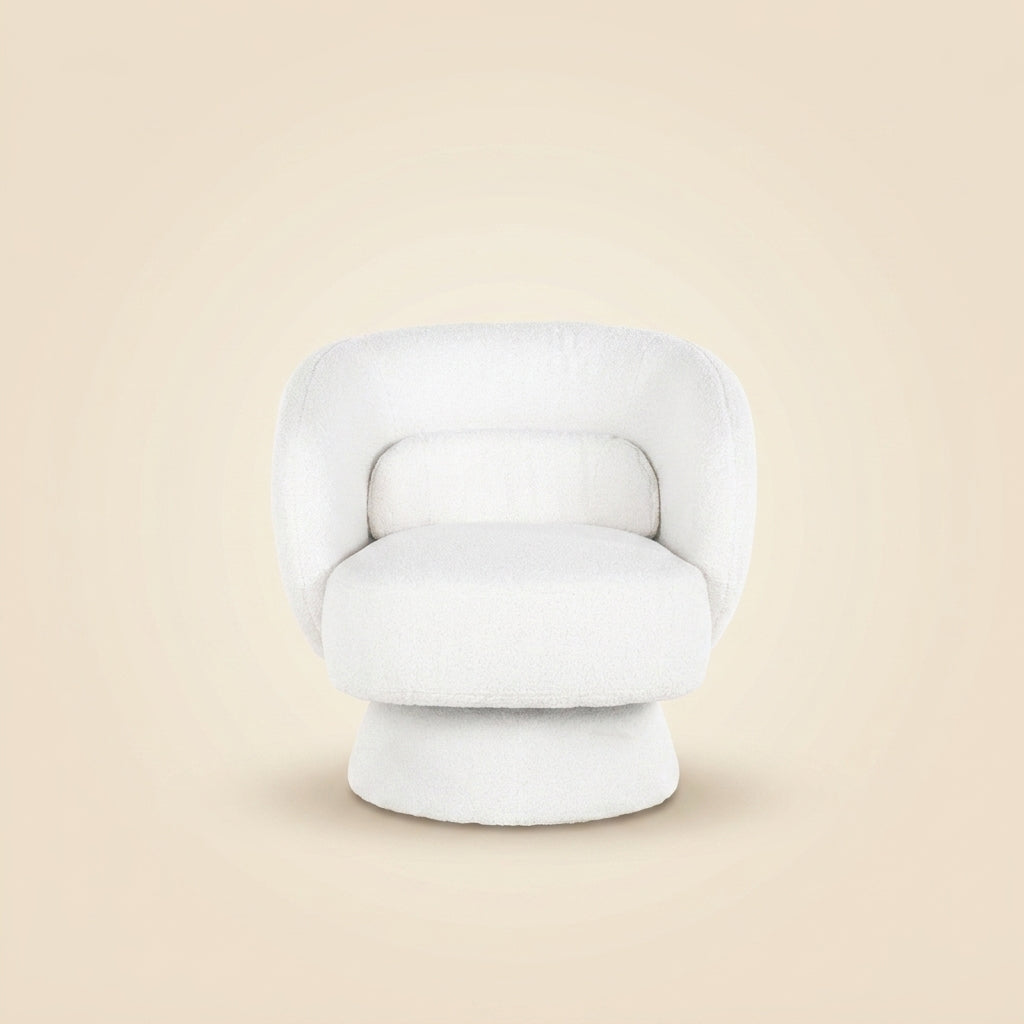Lounge Stoel Senna White Furry Swivel