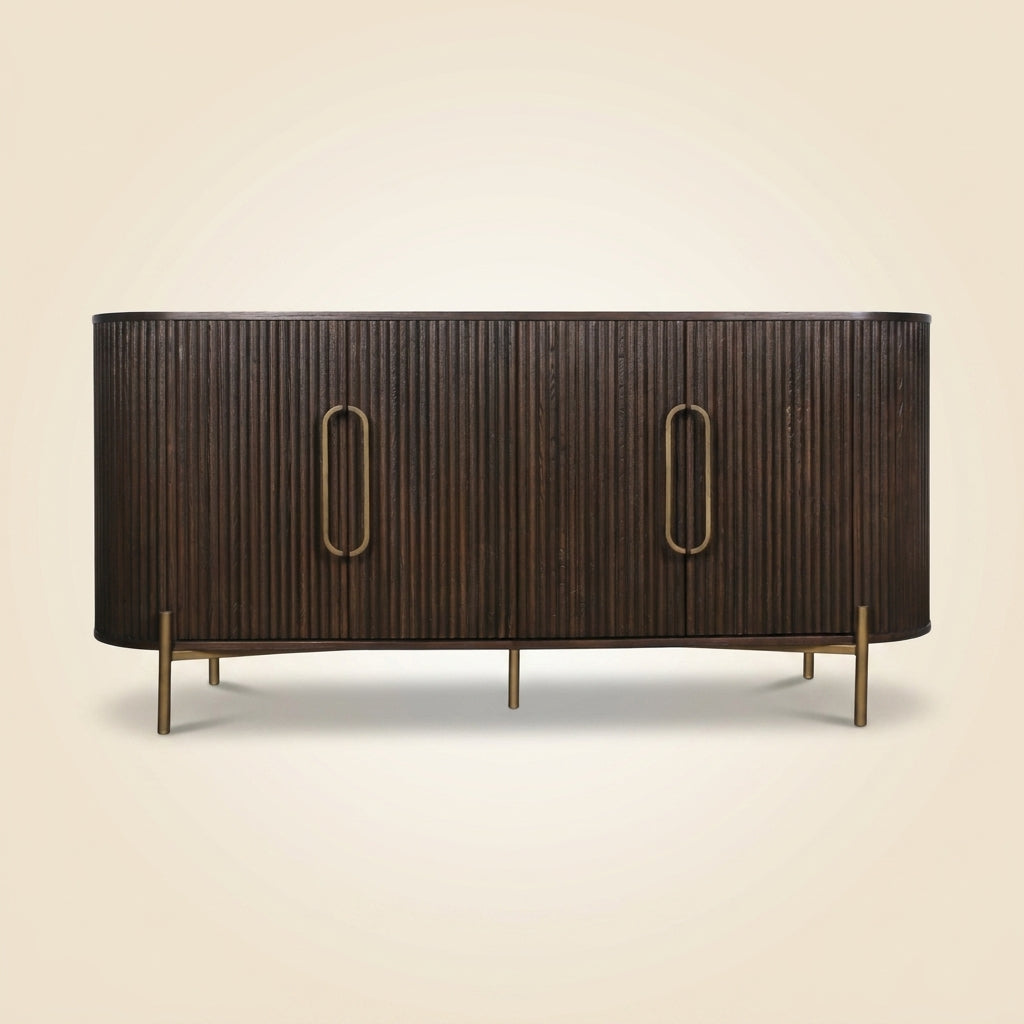 Richmond Interiors Dressoir Luxor Eikenhout Geborsteld Goud 4-deurs — woonkamer