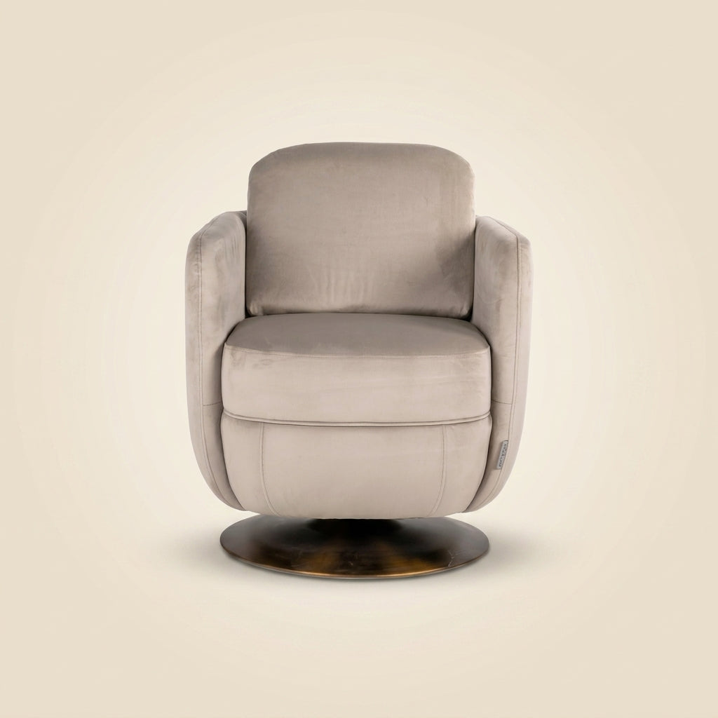 Lounge Stoel Turner Khaki Velvet Swivel Fire Retardant