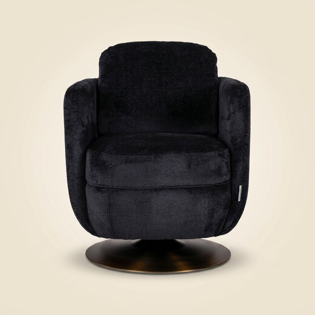 Lounge stoel Turner black chenille swivel