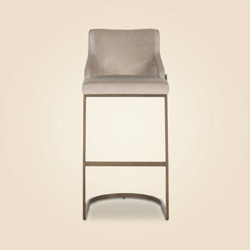 Richmond Interiors Barstoel Bolton Khaki Velvet Geborsteld Goud Brandvrtg. Set/2