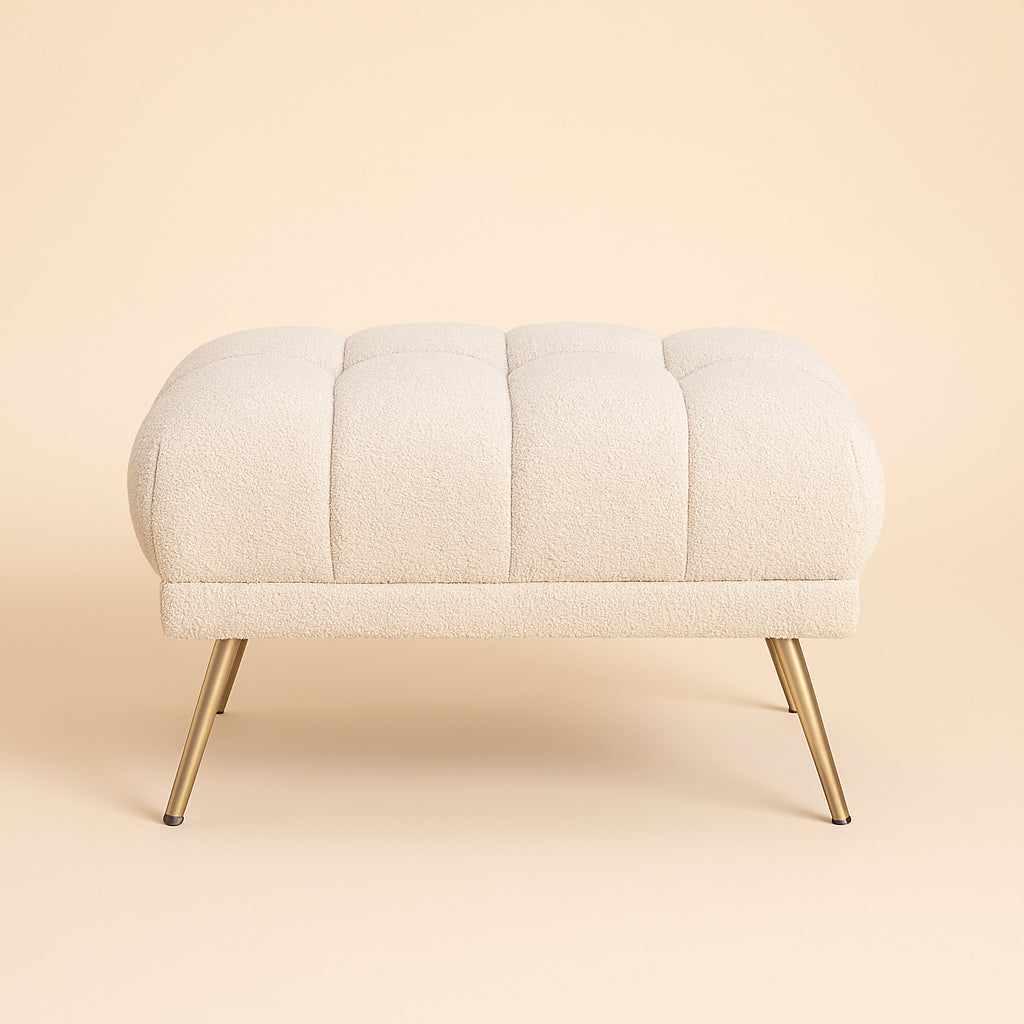 Pouffe & Footstool Huxley white bouclé