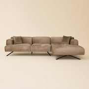 Bank Donovan taupe chenille 3-seater + lounge right