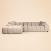 Bank Cube khaki velvet 3-seater + lounge left