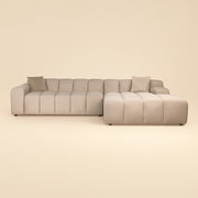 Bank Cube Khaki Velvet 3-seater + Lounge Right
