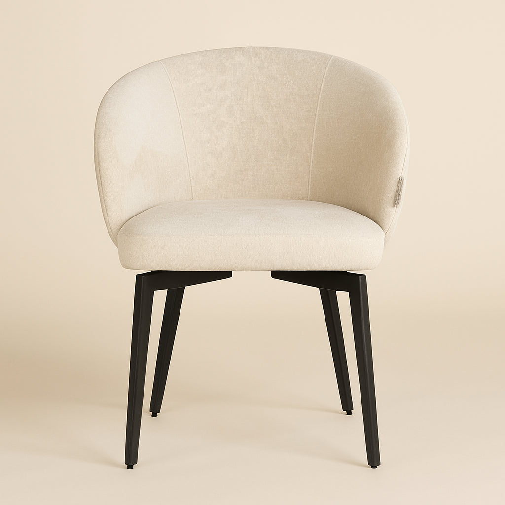Eetkamerstoel Amphara Fr White Chenille Fire Retardant