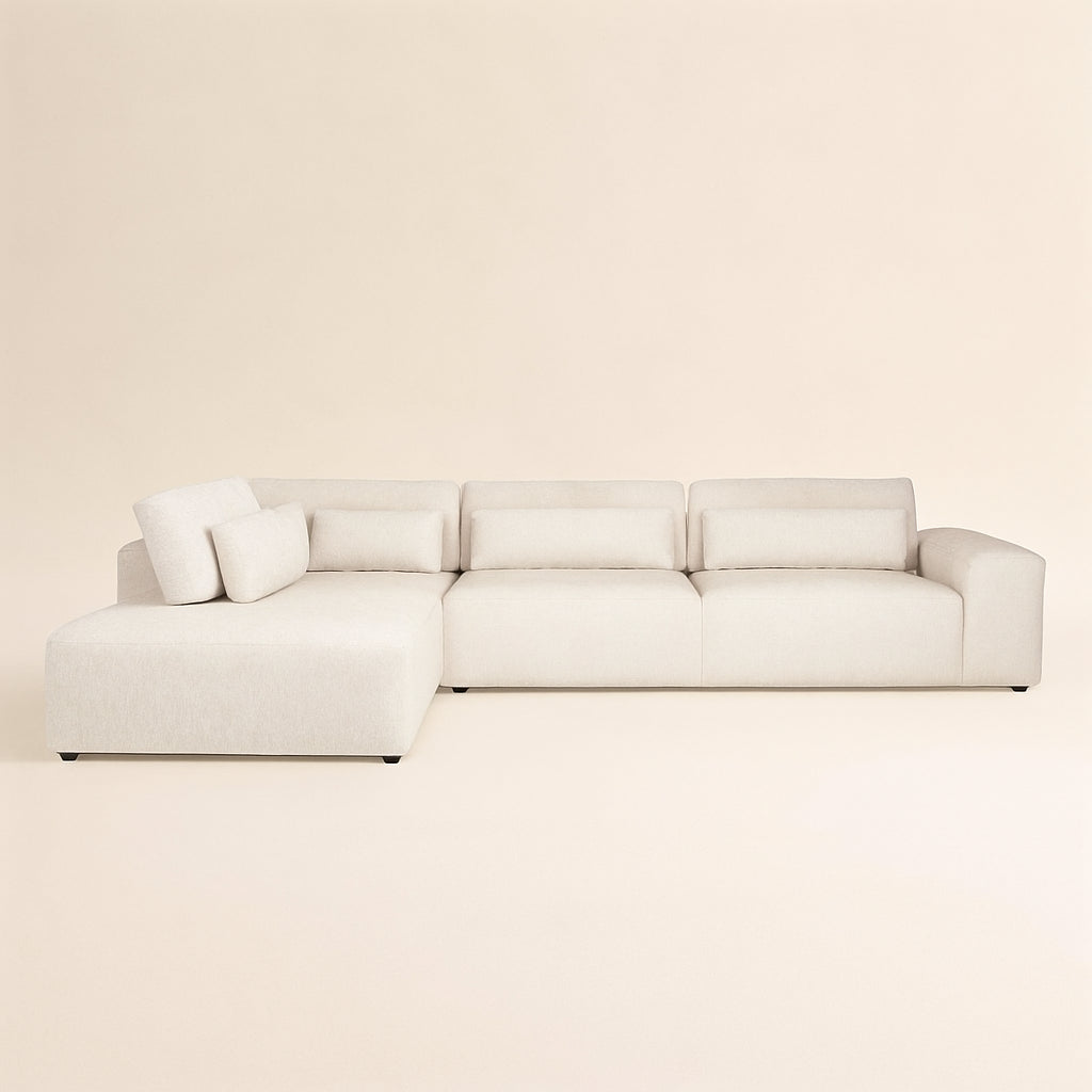 Bank Lund Cream Fusion 3-seater + Ottoman Left