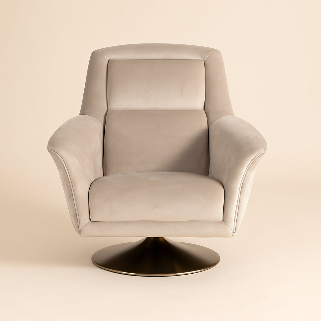 Lounge stoel Nora khaki velvet swivel