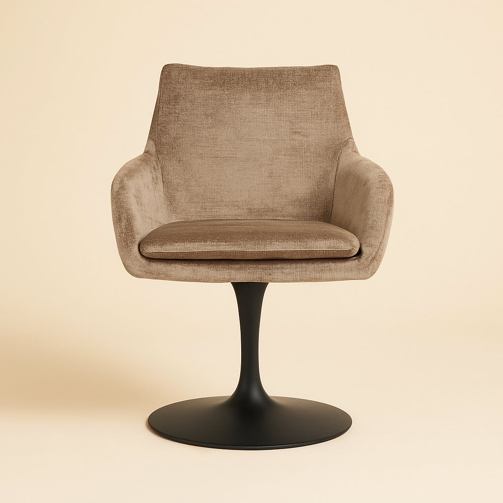 Eetkamerstoel Marlon Taupe Chenille Swivel