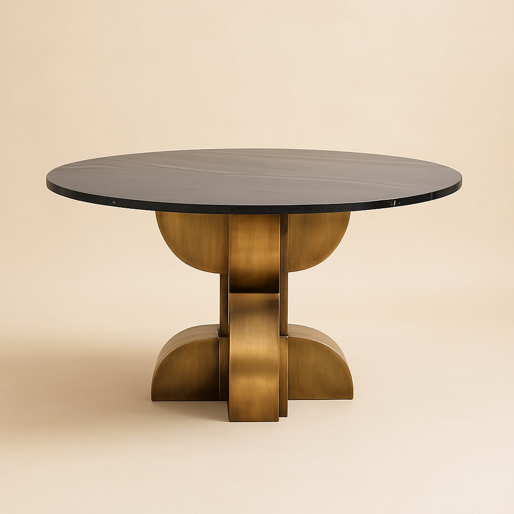Eettafel Maddox Black/gold 130ø