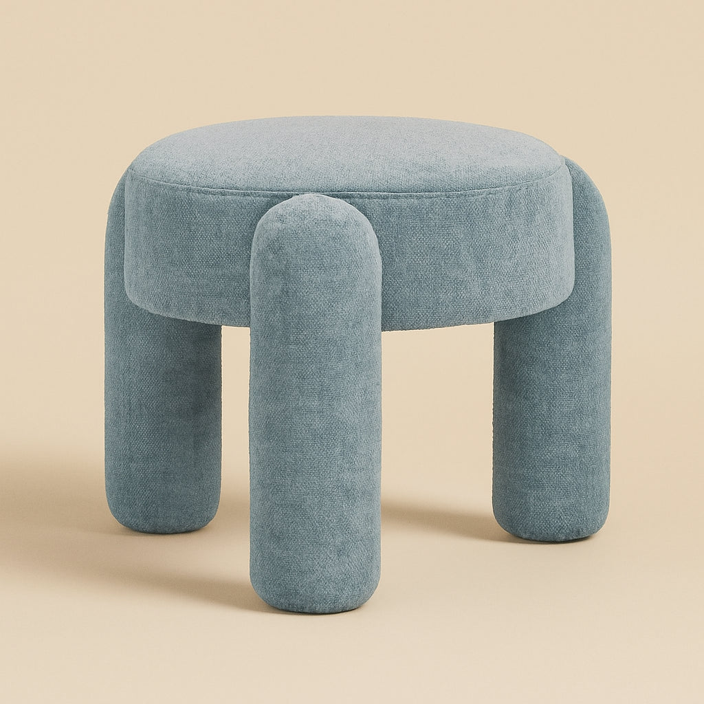 Poef & Voetenbank Holly Light Blue Chenille