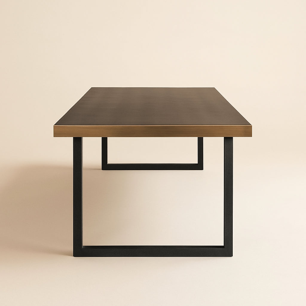 Eettafel Bloomville Brass Shagreen Incl. Glass Top 230