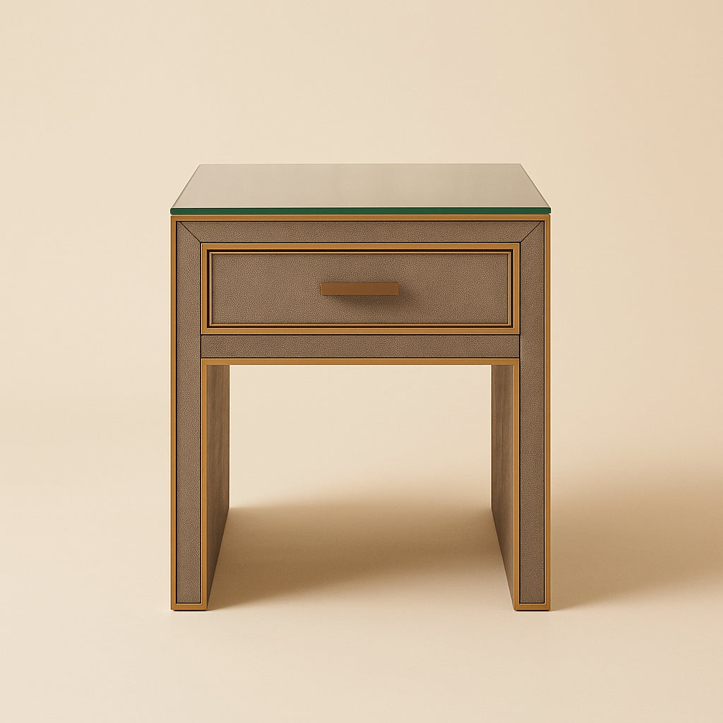 Nachtkastje Bloomville Brass Shagreen Incl. Glass Top