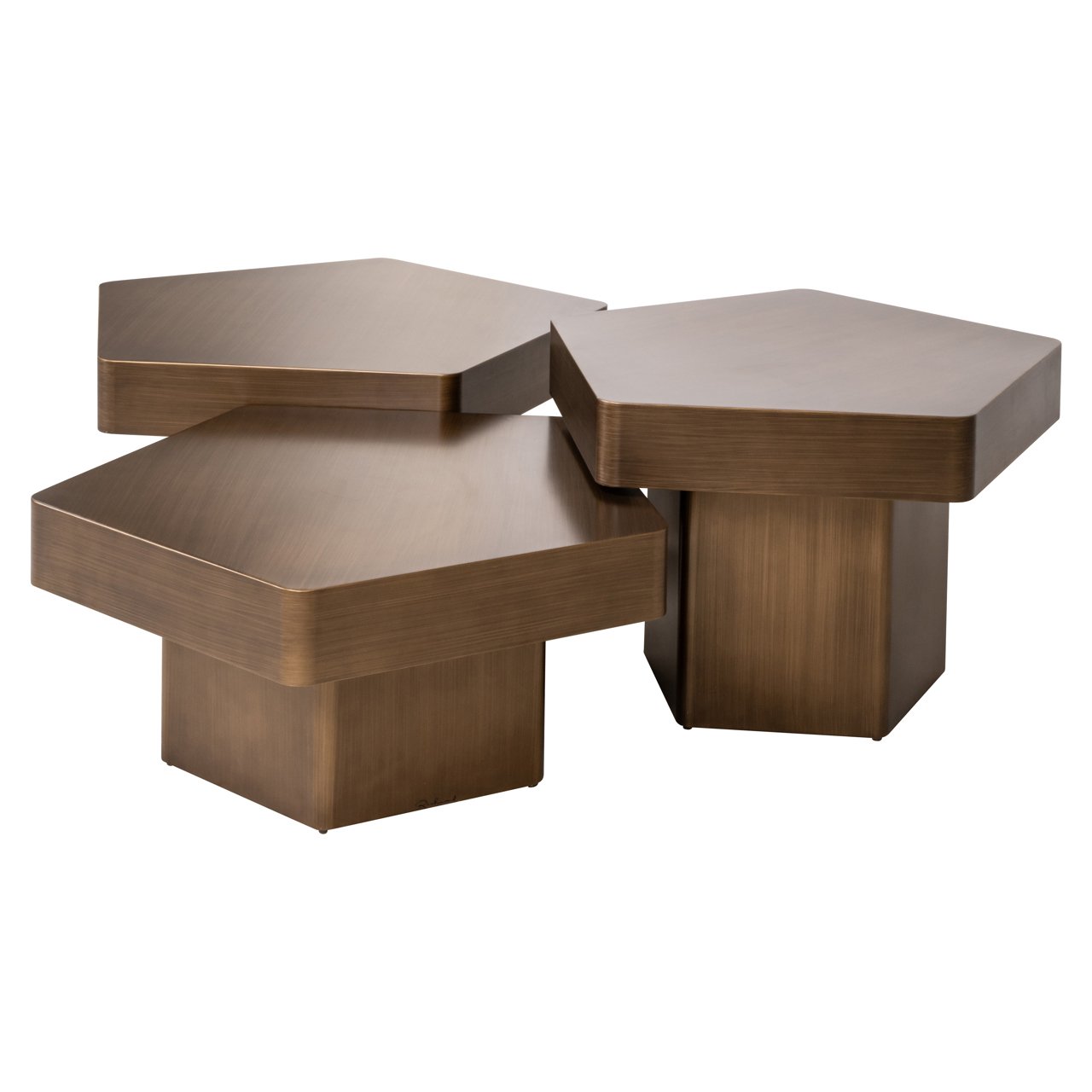 Salontafel Hexa Brushed Gold (set Of 3)