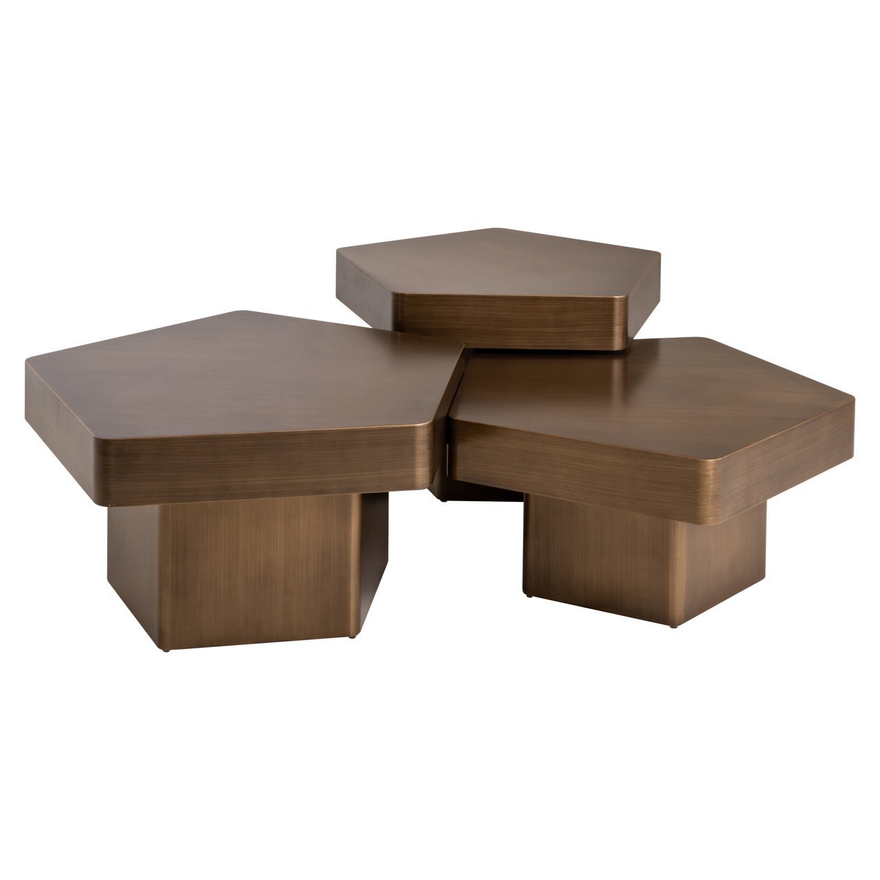 Salontafel Hexa Brushed Gold (set Of 3)