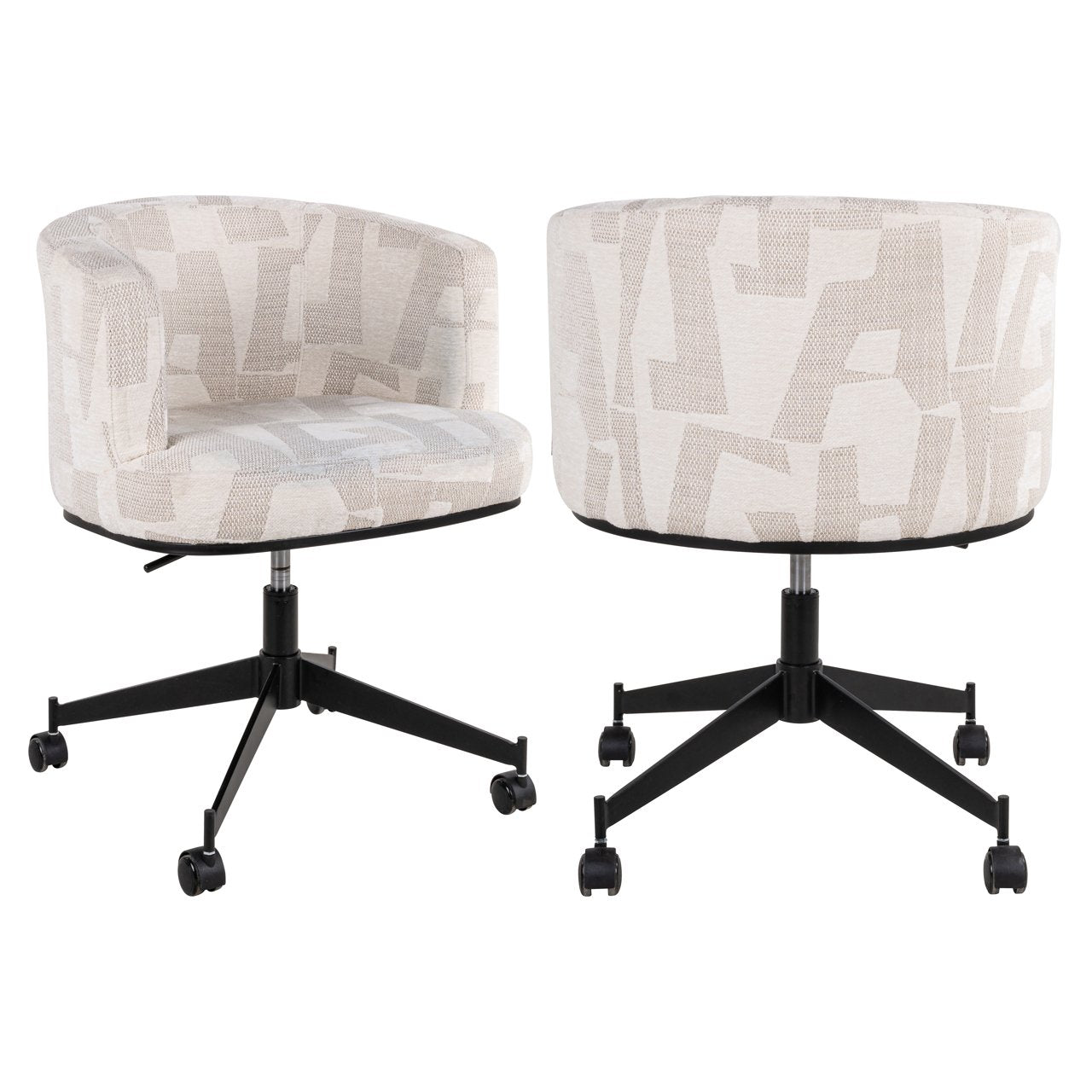 Eetkamerstoel Rochenne Beige Graffic Swivel On Wheels