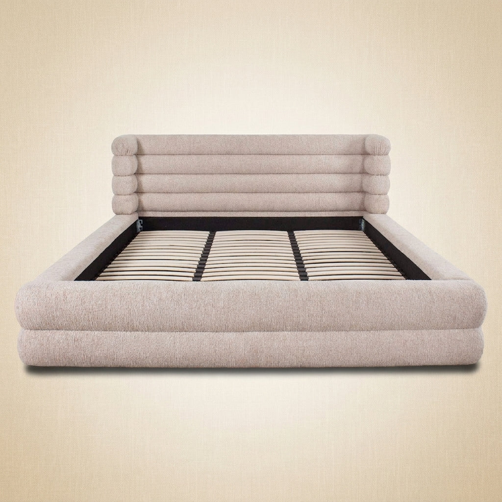 Richmond Interiors Bed Obidis Naturel Gestoffeerd 180×210 cm Met Opbergruimte