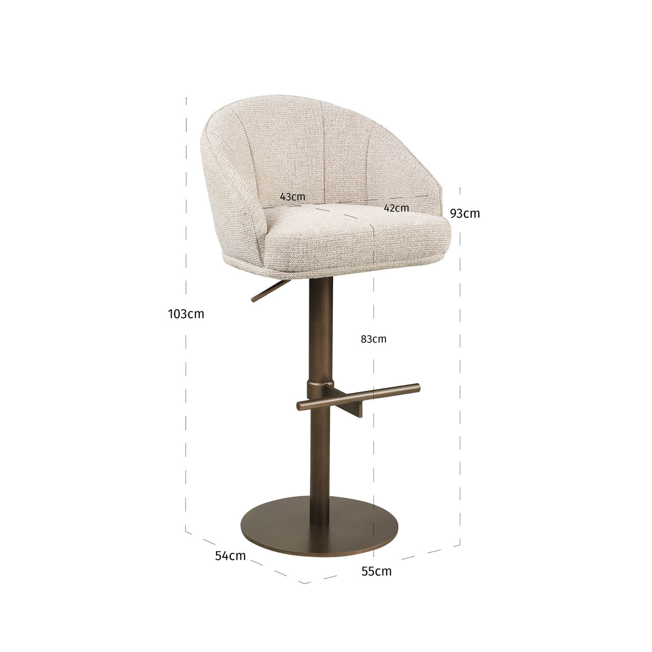 Barstoel Beverly Natural Fancy Swivel