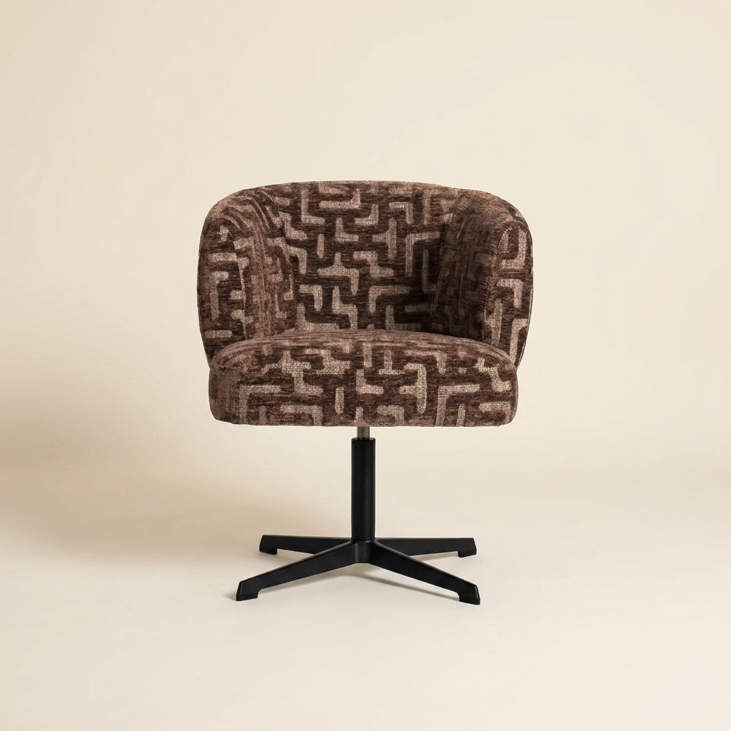 Eetkamerstoel Dinan Brown Labyrinth Fire Retardant - Swivel
