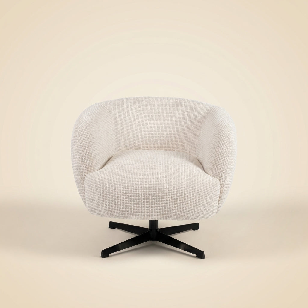 Lounge Stoel Estelle Beige Blockweave Swivel