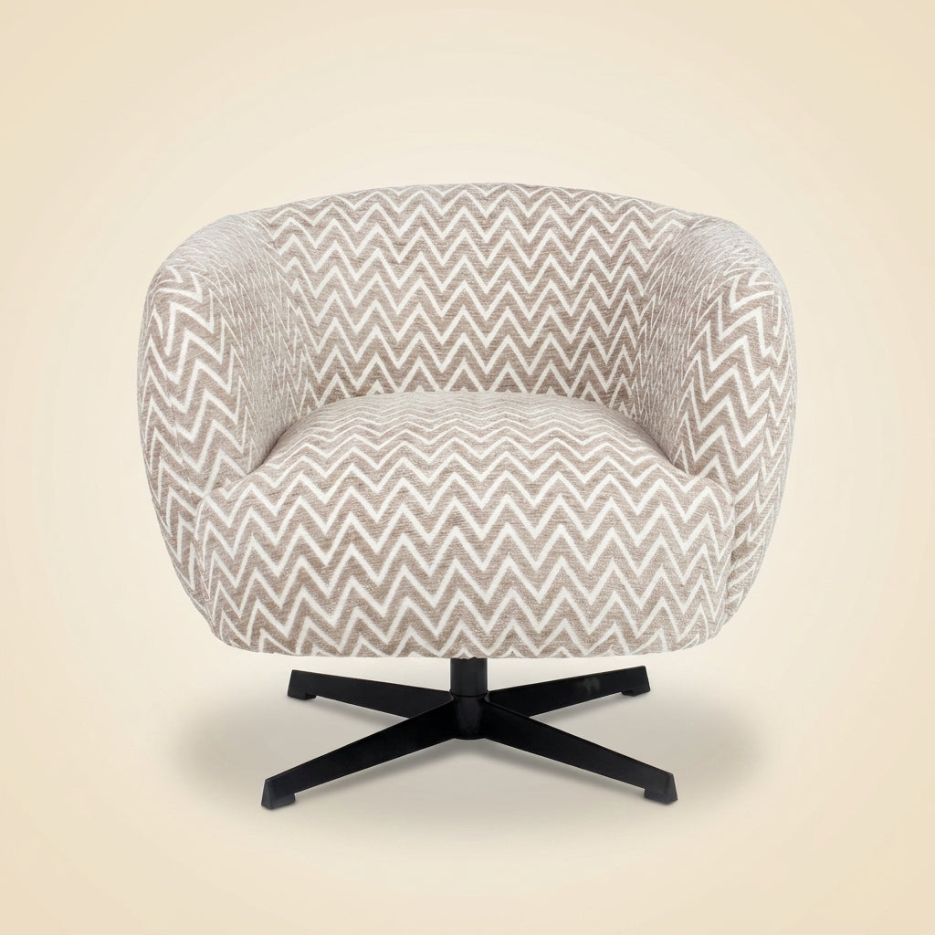 Lounge Stoel Estelle Sand Chevron Swivel