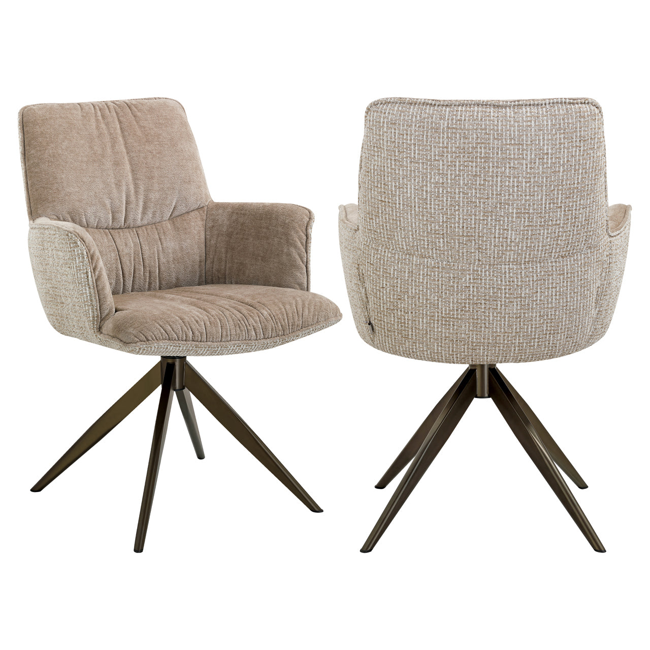 Eetkamerstoel Chase Cream Blockweave Swivel