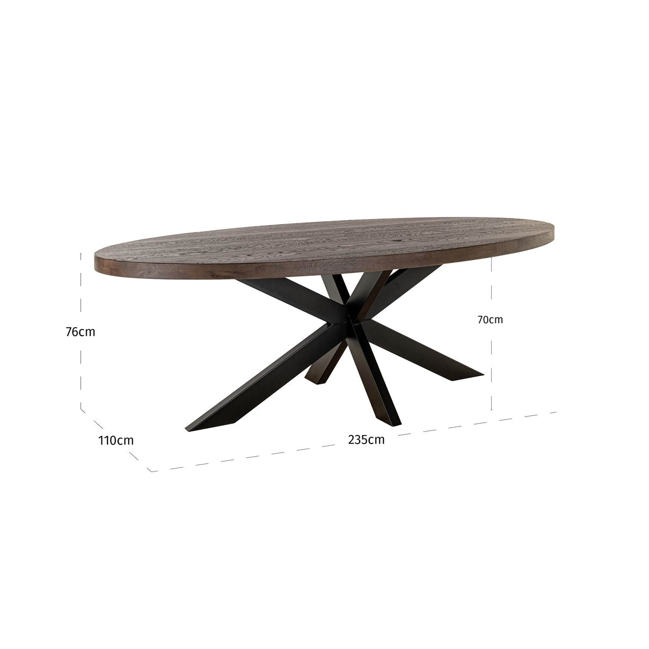 Eettafel Watson Dark Brown/black 235