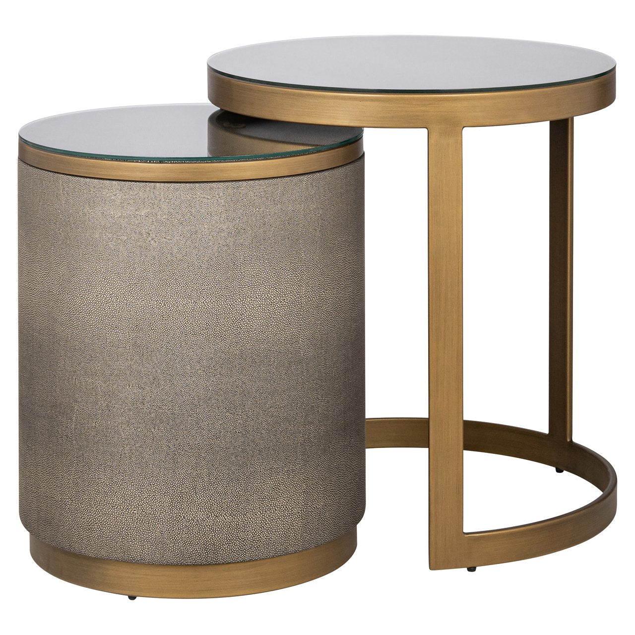 Richmond Interiors Bijzettafel Bloomville Segrijn Glas Set/2 — luxe woonkamer