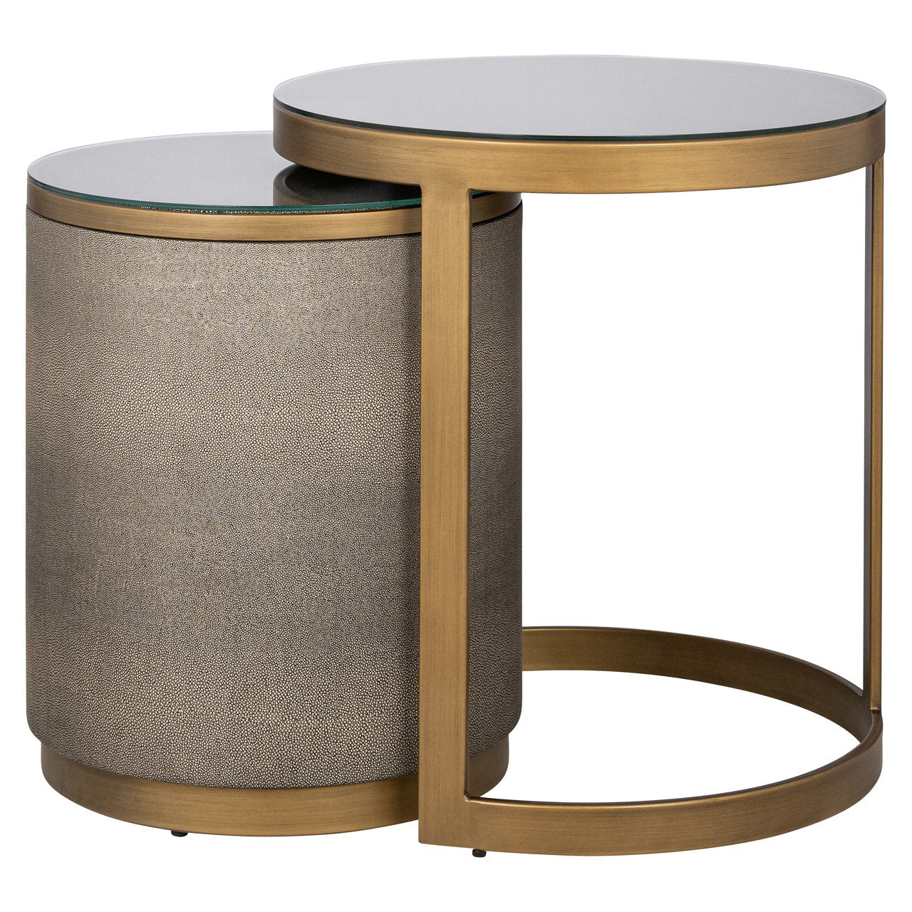 Richmond Interiors Bijzettafel Bloomville Segrijn Glas Set/2 — luxe woonkamer