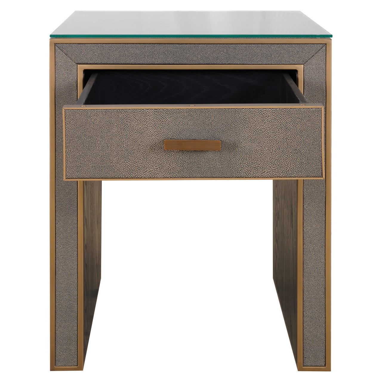 Nachtkastje Bloomville Brass Shagreen Incl. Glass Top