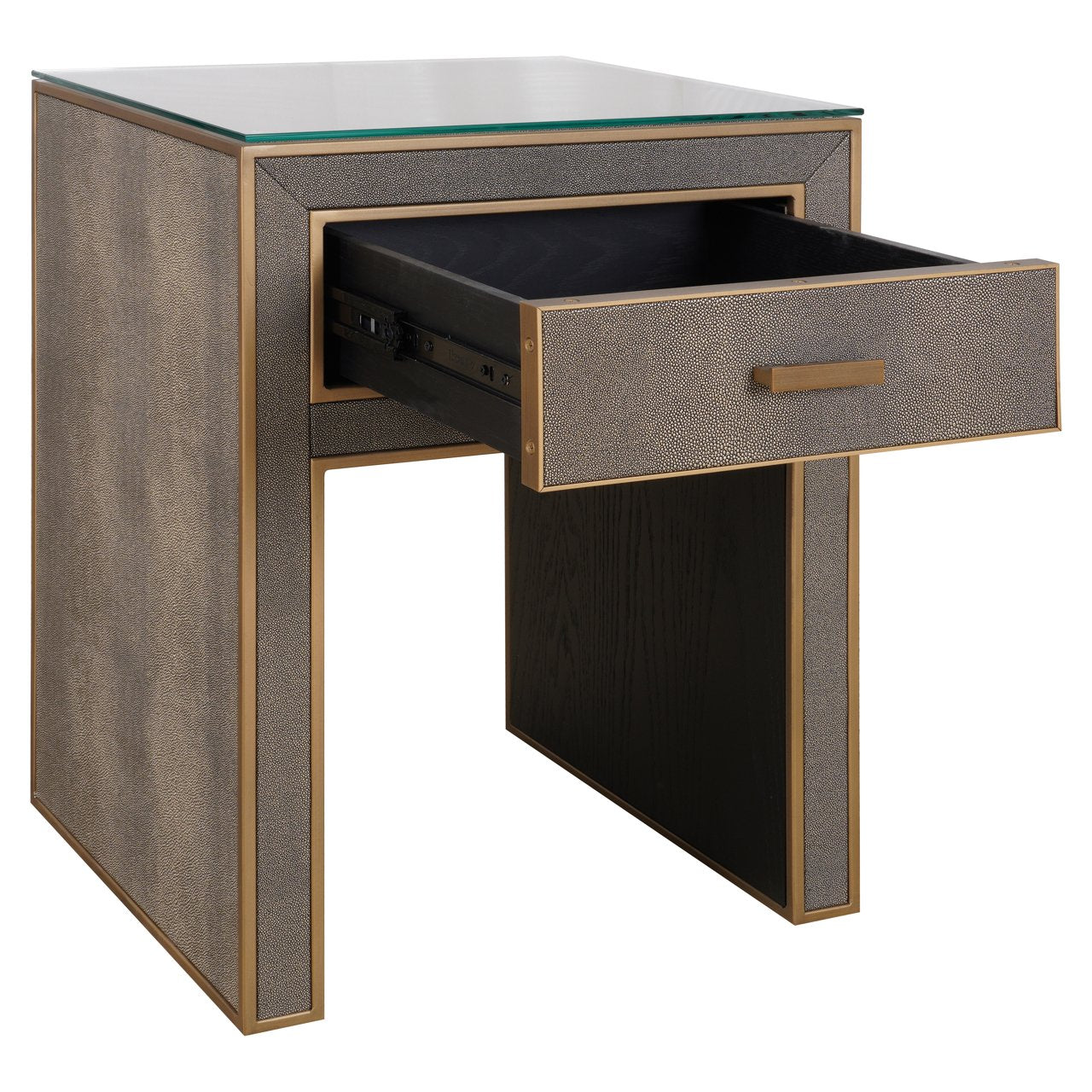 Nachtkastje Bloomville Brass Shagreen Incl. Glass Top